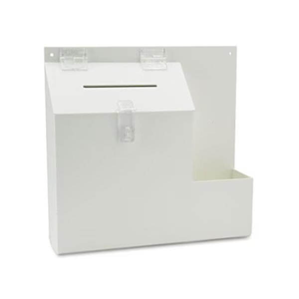 Plastic Suggestion Box with Locking Top13.75 x 3.63 x 13White, Officespace, Mfr#: OF193130